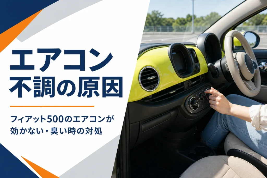 フィアット500のエアコン吹き出し口と操作パネル