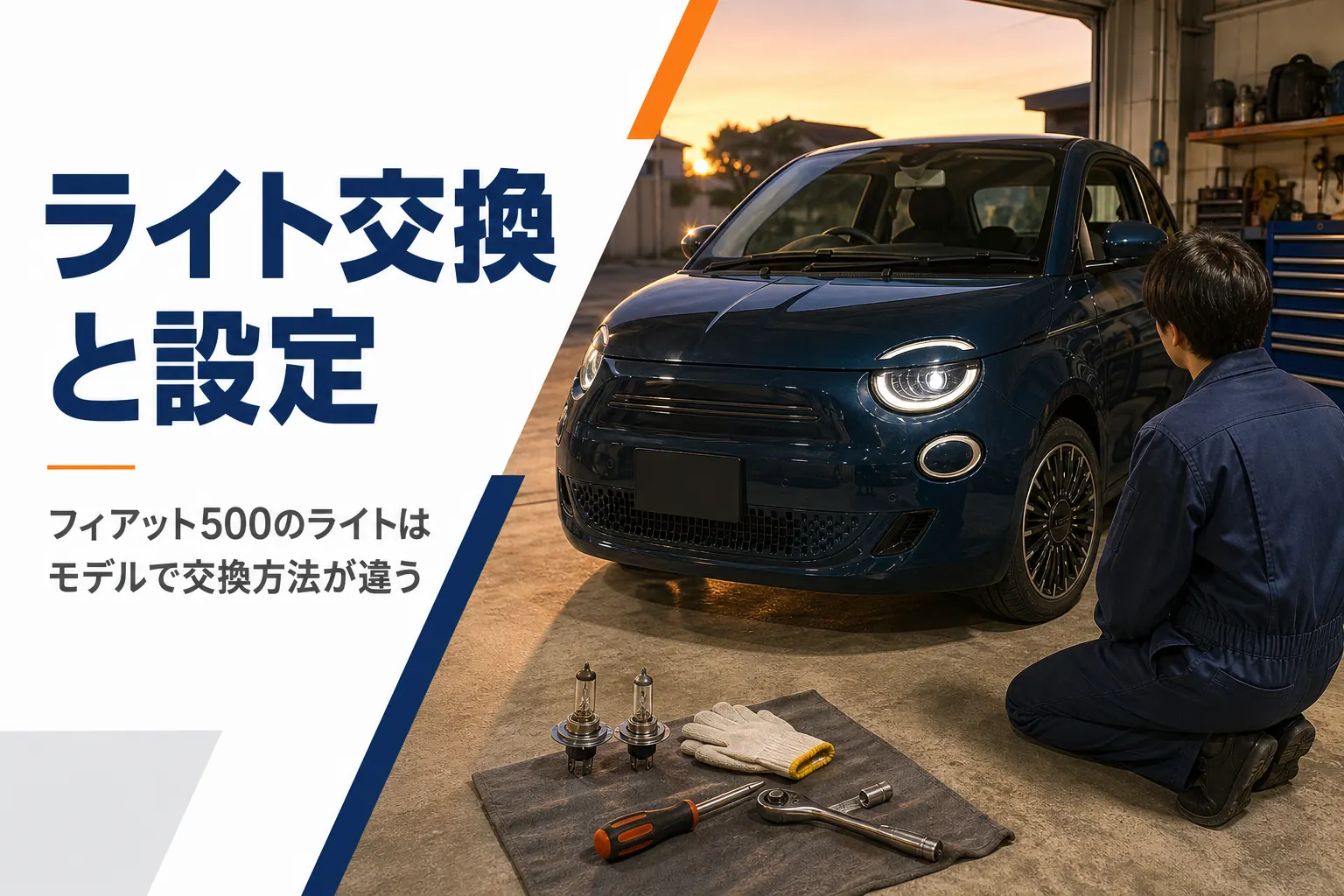 フィアット500のヘッドライトと交換用バルブ