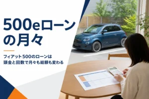 フィアット500eのローンの月々を試算するテーブル