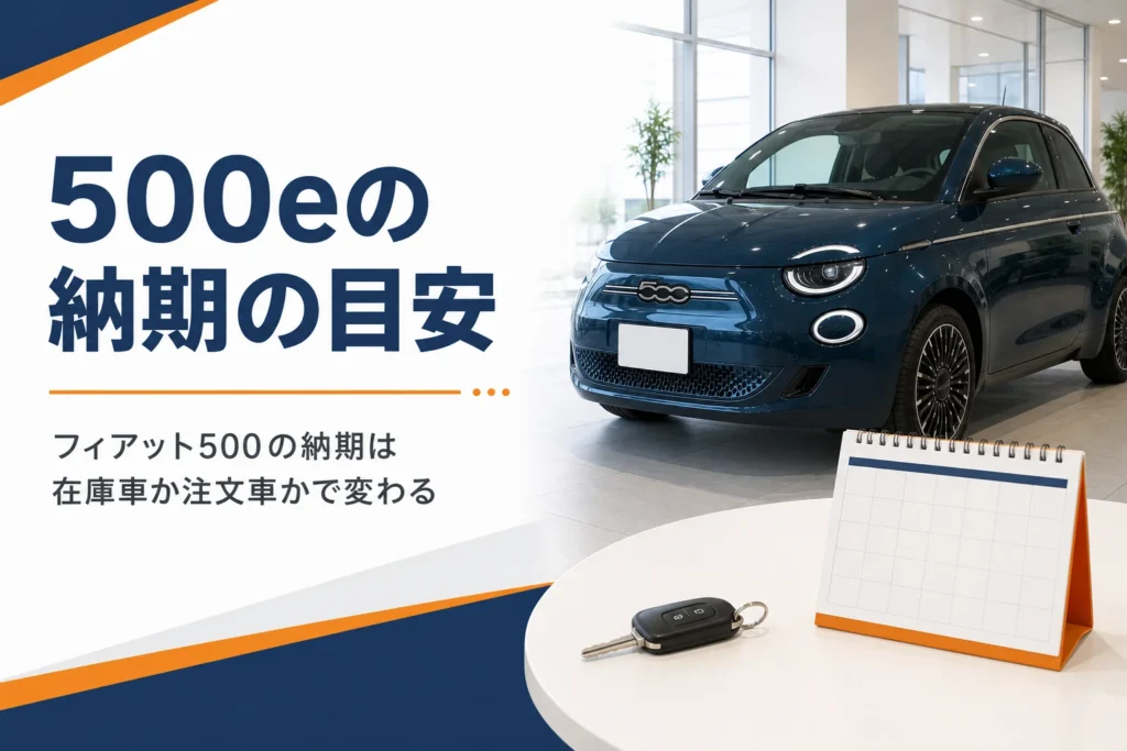 納車を待つフィアット500とカレンダー
