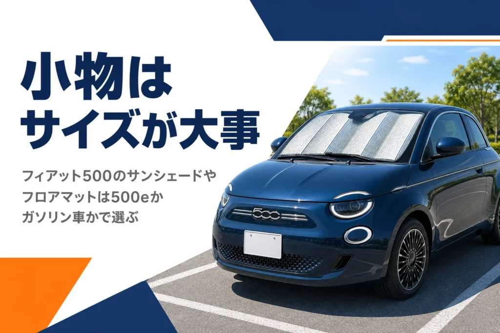 フロントガラスにサンシェードを付けたフィアット500