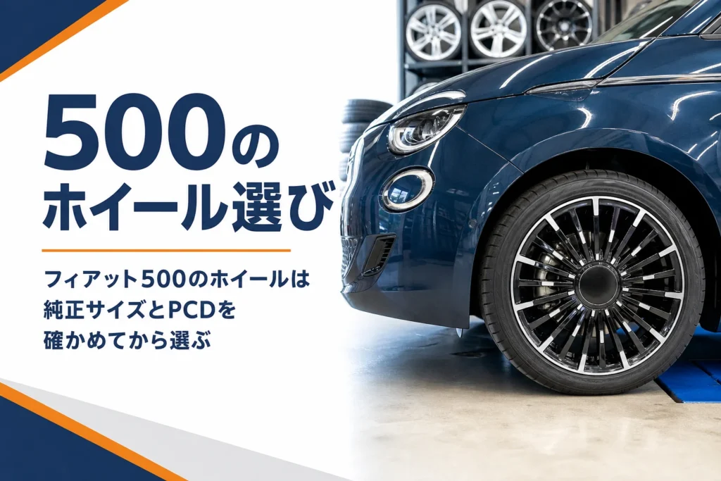 小さな3ドアハッチバックの前輪とアルミホイールのアップ